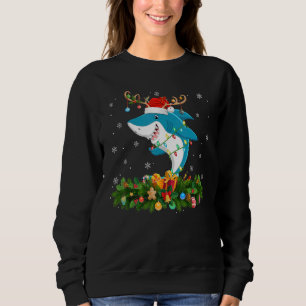 Xmas Holiday Reindeer Hat Santa Shark Fish Christm Sweatshirt