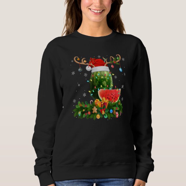 Xmas Holiday Reindeer Hat Santa Watermelon Fruit C Sweatshirt (Front)