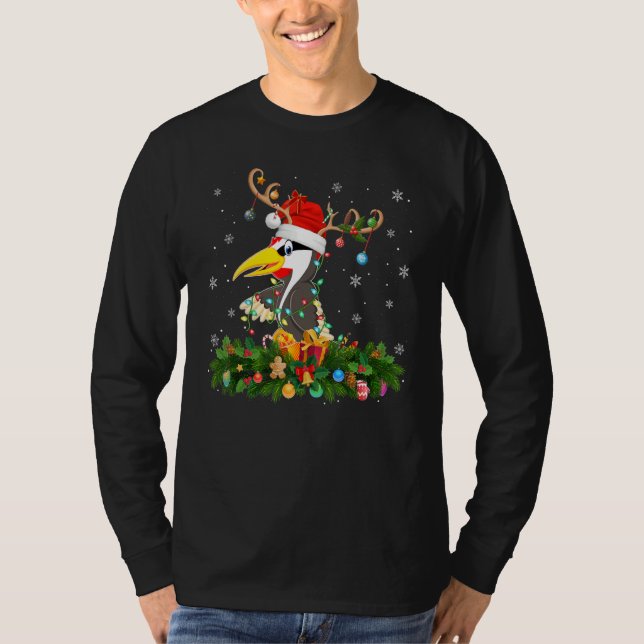 Xmas Holiday Reindeer Hat Santa Woodpecker Bird Ch T-Shirt (Front)