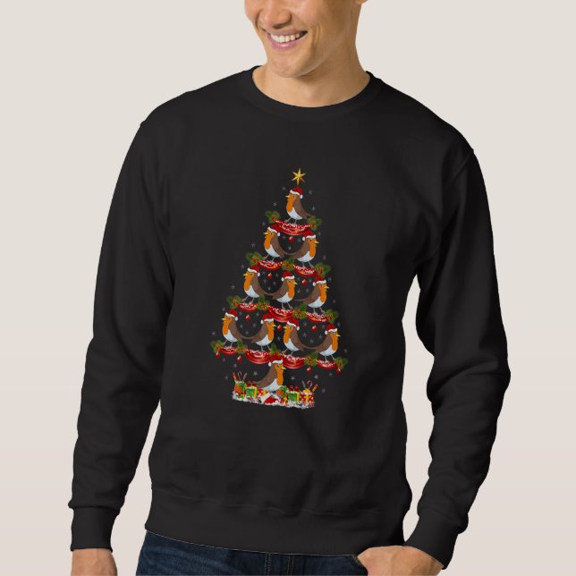 Xmas Holiday Santa American Robin Bird Christmas T Sweatshirt (Front)