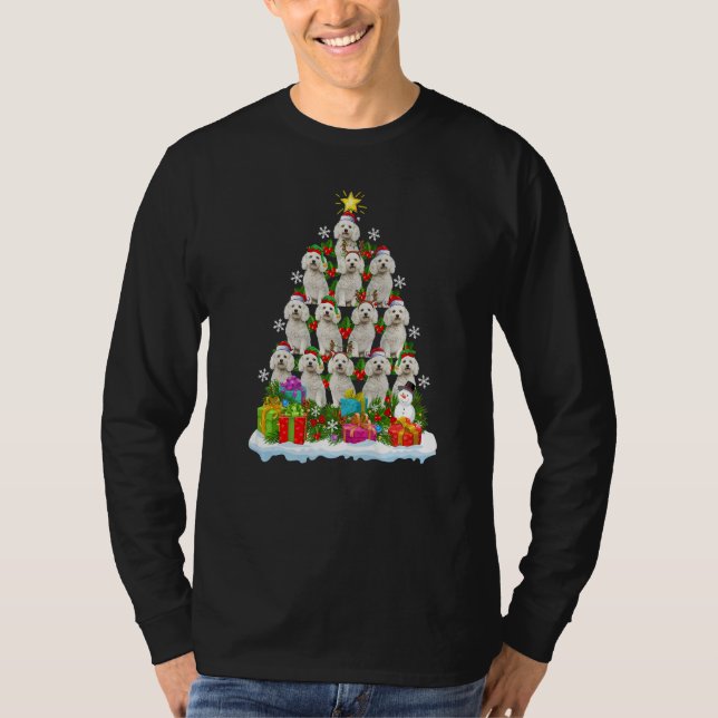 Xmas Holiday  Santa Bichon Frise Dog Christmas Tre T-Shirt (Front)