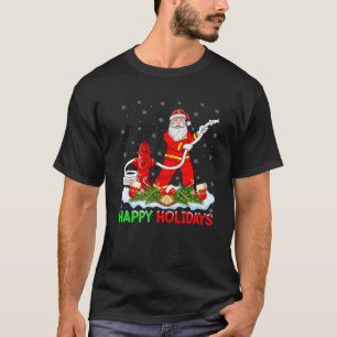 Xmas Holiday Santa Firefighter Fireman Christmas P T-Shirt