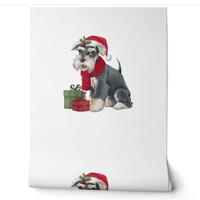 Xmas Holiday Santa Giant Schnauzer Dog Christmas  Wallpaper (Unrolling)