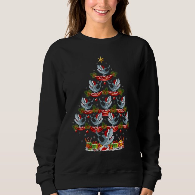 Xmas Holiday Santa Great White Shark Christmas Tre Sweatshirt (Front)