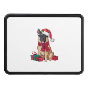 Xmas Holiday Santa Hat Malinois Dog Christmas Hitch Cover