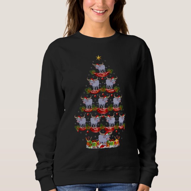 Xmas Holiday Santa Hat Water Buffalo Christmas Tre Sweatshirt (Front)