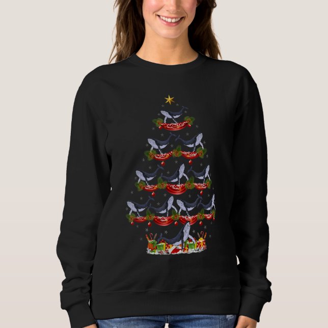 Xmas Holiday Santa Humpback Whale Christmas Tree Sweatshirt (Front)