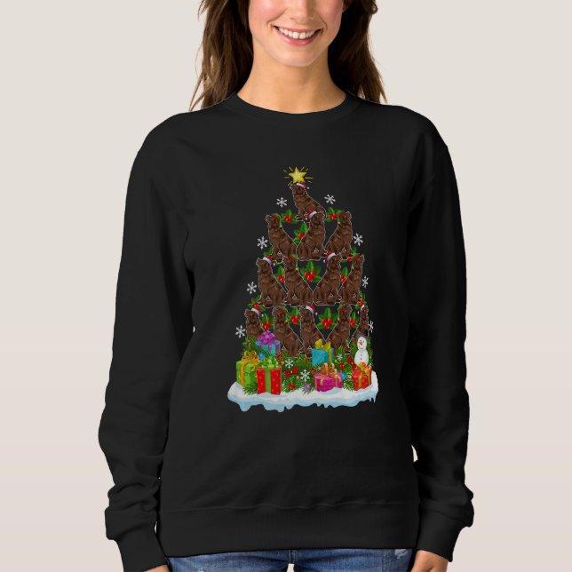 Xmas Holiday  Santa Newfoundland Dog Christmas Tre Sweatshirt (Front)