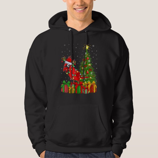 Xmas Holiday Santa Northern Cardinal Bird Christma Hoodie (Front)
