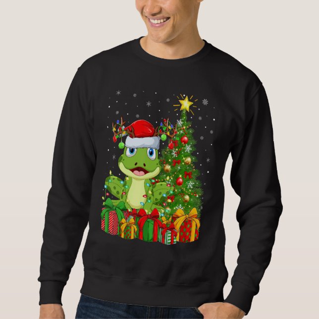 Xmas Holiday Santa Poison Dart Frog Christmas Tree Sweatshirt (Front)