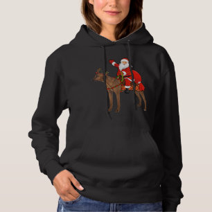 Xmas Holiday Santa Riding Rhodesian Ridgeback Dog Hoodie