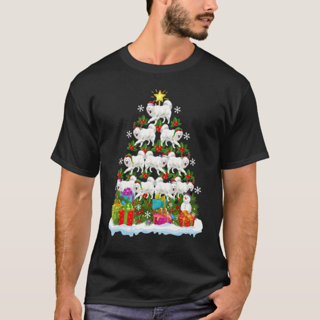 Xmas Holiday   Santa Samoyed Dog Christmas Tree T-Shirt (Front)
