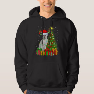 Xmas Holiday Santa Siamese Cat Christmas Tree Hoodie