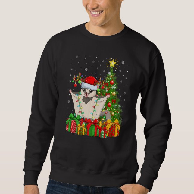Xmas Holiday Santa Sugar Glider Christmas Tree   Sweatshirt (Front)