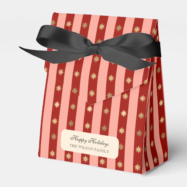 Xmas Holiday Striped Noel Christmas Wrapping  Favor Boxes (Front Side)