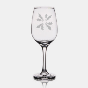 Xmas Holly-Day Etched Wine Glass