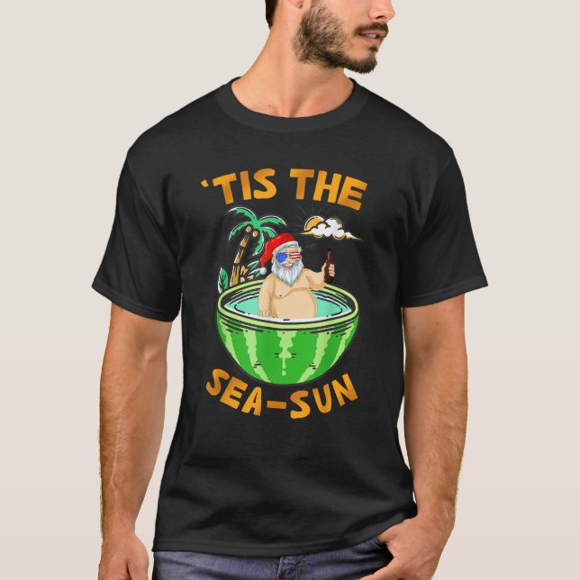 Xmas In July Tropical Beach Vacation Party Christm T-Shirt (Front)