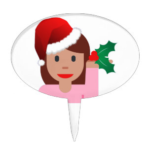 xmas information girl emoji cake topper