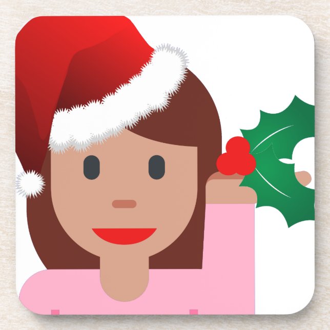 xmas information girl emoji coaster (Front)