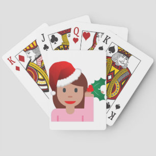 xmas information girl emoji poker cards