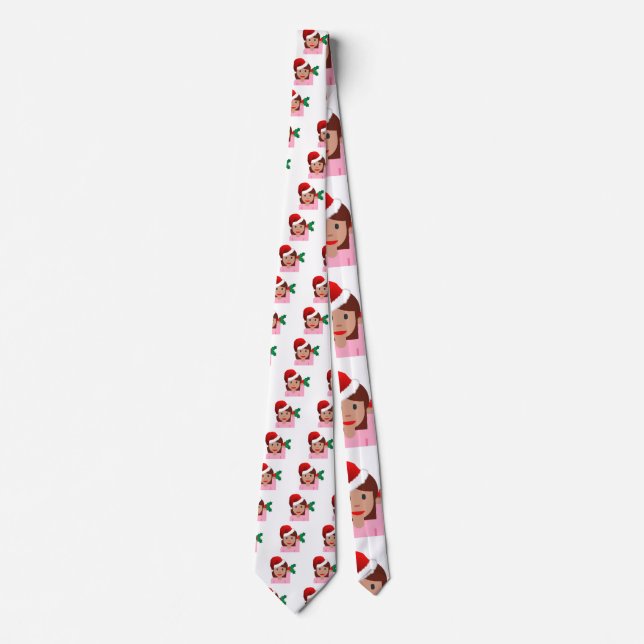 xmas information girl emoji tie (Front)