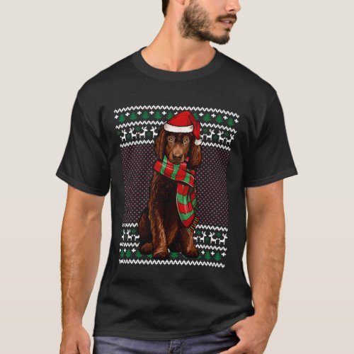 Xmas Irish Water Spaniel Dog Santa Hat Ugly Christ T_Shirt
