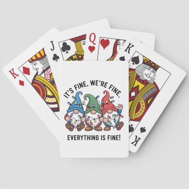 Xmas It's Fine We're Fine Everything is Fine Gnome Poker Cards (Back)