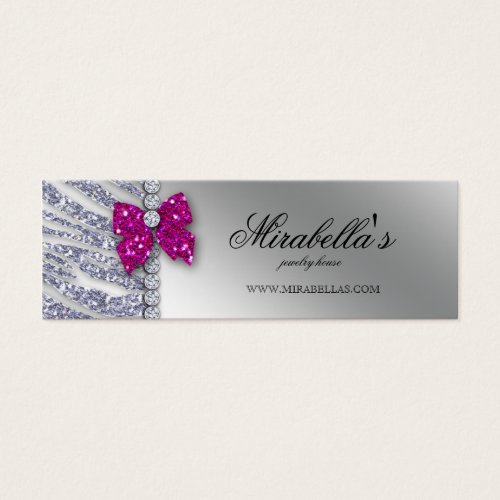 Xmas Jewelry Zebra Price Tag Pink Silver Sparkle Business Card Template