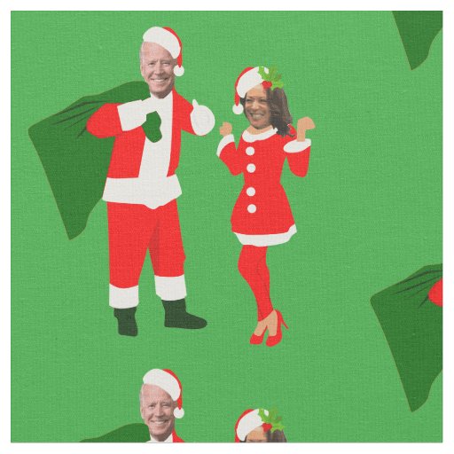 xmas joe biden santa kamala harris fabric