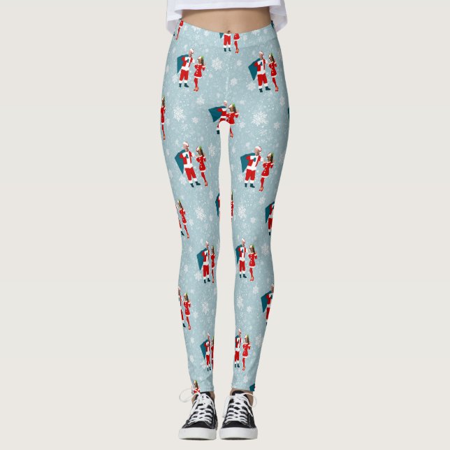 xmas joe biden santa kamala harris icy snowflakes leggings (Front)