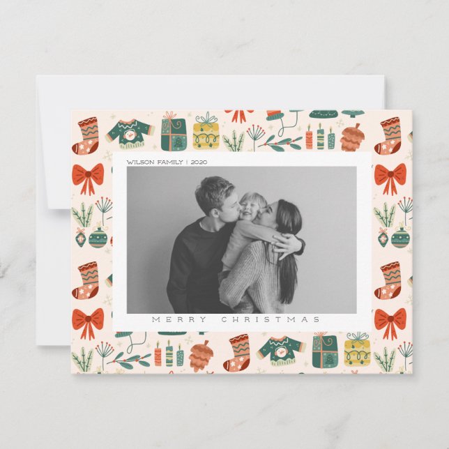 Xmas Joy Christmas Family Photo  Holiday Card (Front)