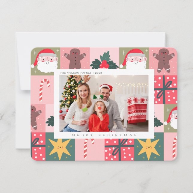 Xmas Joy Christmas Family Photo  Holiday Card (Front)