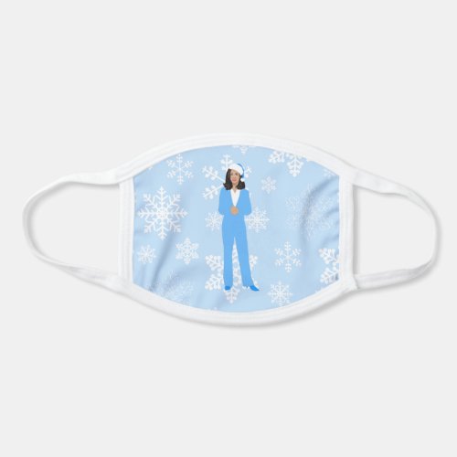 xmas kamala harris santa blue icy snowflakes  face mask