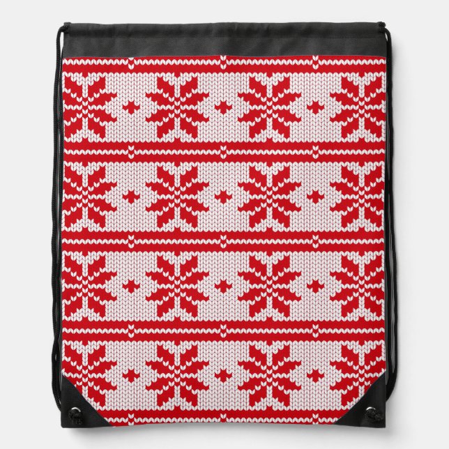 Xmas knitting seamless pattern 1 + your ideas drawstring bag (Front)