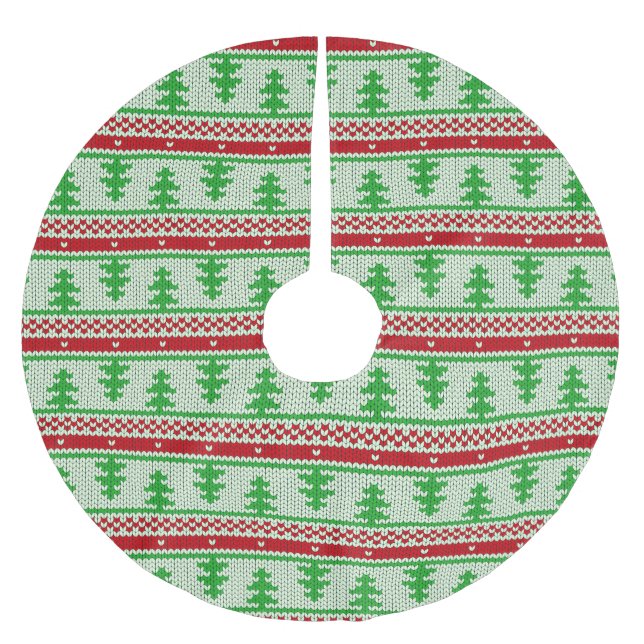Xmas knitting seamless pattern 2 + your ideas brushed polyester tree skirt (Front)