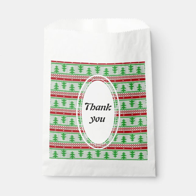 Xmas knitting seamless pattern 2 + your ideas favor bag (Front)
