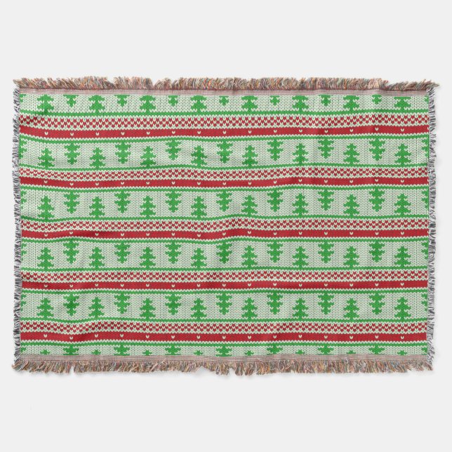 Xmas knitting seamless pattern 2 + your ideas throw blanket (Front)