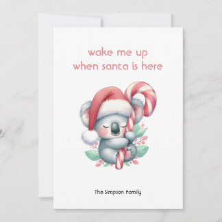 Xmas koala taking a nap holiday card