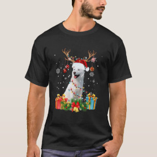 Xmas Korean Jindo Dog Christmas Lights Santa Reind T-Shirt