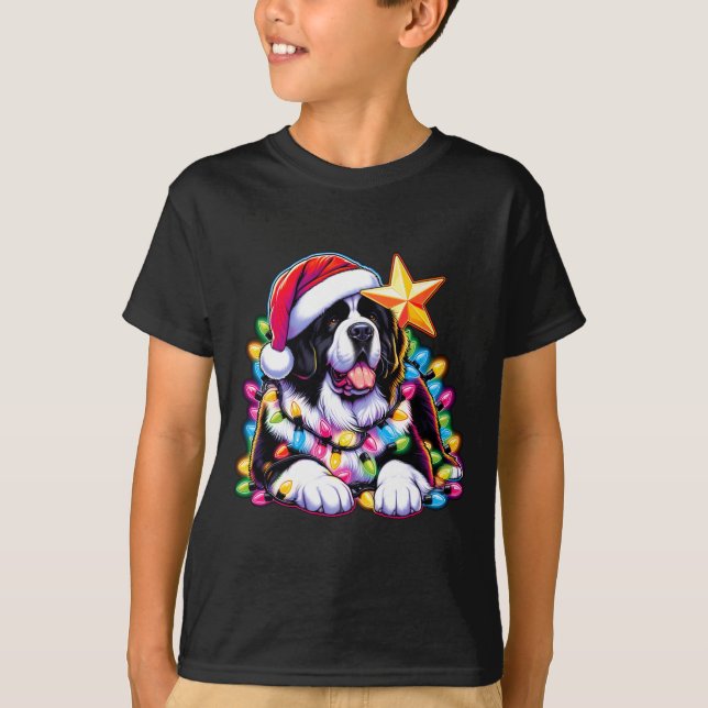 Xmas Landseer Newfoundland Dog Tangled Christmas L T-Shirt (Front)