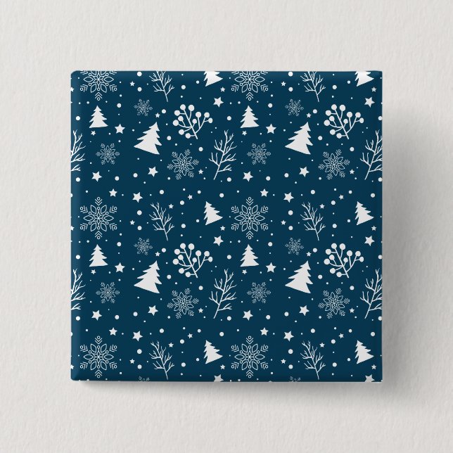 Xmas Leaf And Snow Button (Front)