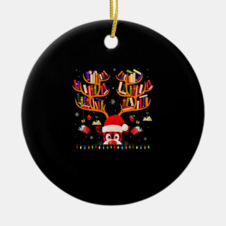 Xmas Light Book Lover Librarian Library Books Rein Ceramic Ornament