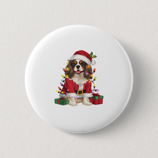 Xmas Lighting Cavalier King Charles Spaniel Dog Ch Button (Front)