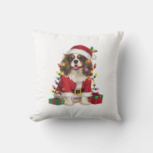 Xmas Lighting Cavalier King Charles Spaniel Dog Ch Throw Pillow