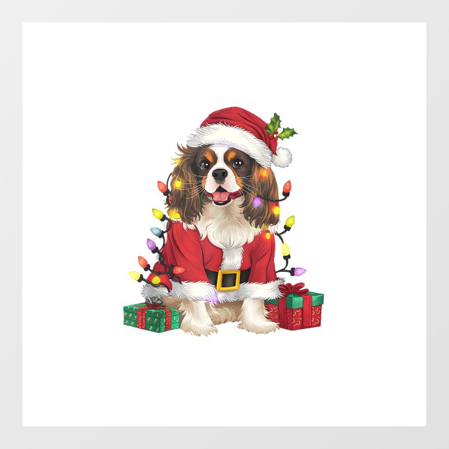 Xmas Lighting Cavalier King Charles Spaniel Dog Ch Wall Decal (Front)
