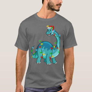 Xmas Lighting Holiday Santa Brontosaurus Dinosaur  T-Shirt
