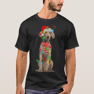 Xmas Lighting Holiday Santa Weimaraner Dog Christm T-Shirt