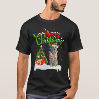 Xmas Lighting Matching Santa Australian Cattle Dog T-Shirt