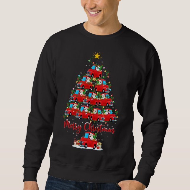 Xmas Lighting Matching Santa Red Truck Christmas T Sweatshirt (Front)