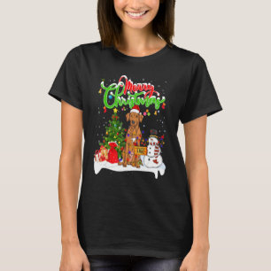 Xmas Lighting Matching Santa Rhodesian Ridgeback D T-Shirt